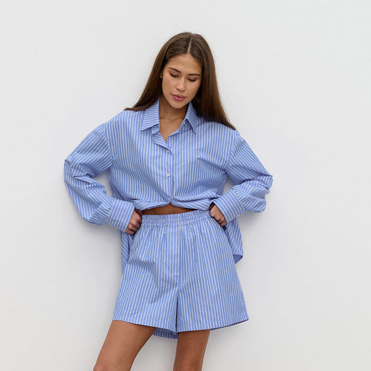 Linde | Stripe Shirt + Gratis shorts - Luxe Nova XS Luxe Nova Sets