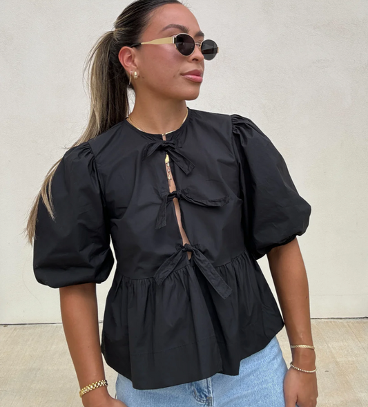 Tosca | Viral Pofmouw Top - Luxe Nova Zwart / XS Luxe Nova Blouses & Shirts