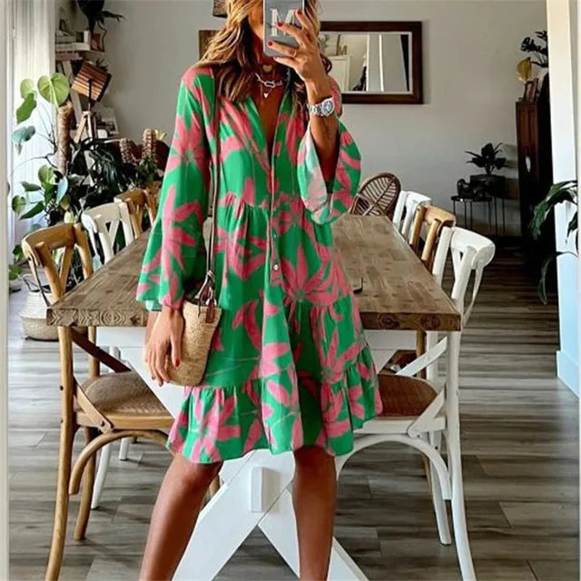 Beau | BoHo jurk - Luxe Nova Groen / XL Luxe Nova jurk