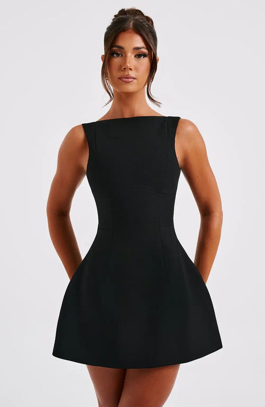 Celine | Mini Dress - Luxe Nova Zwart (Bijna Uitverkocht) / XS Luxe Nova Jurken